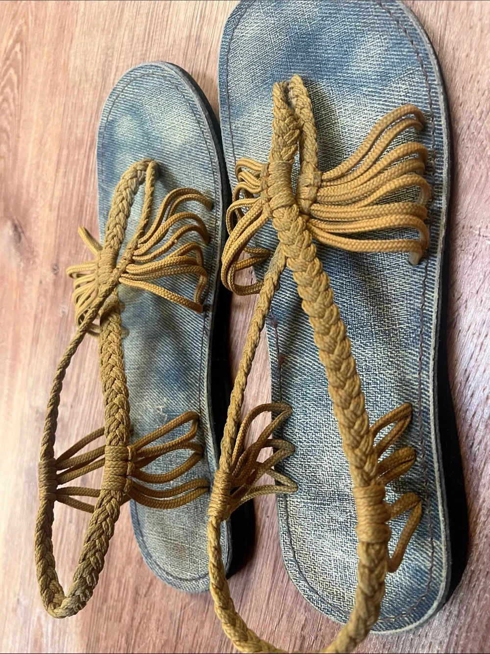 Plaka Women's Braided Strap Sandals in Mustard Yellow - 7